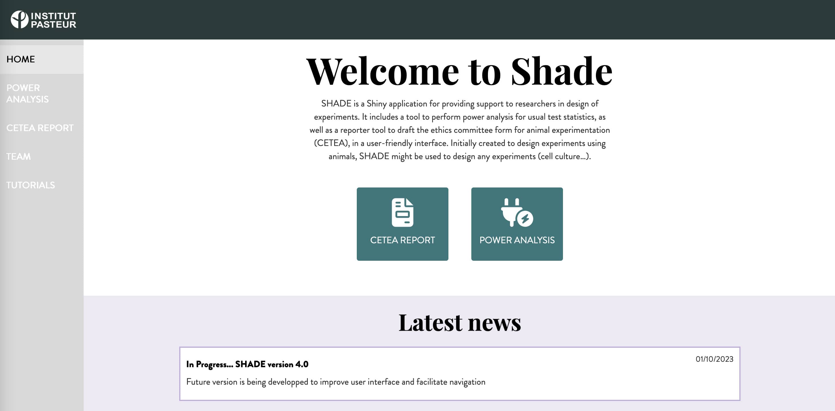  Pasteur/SHADE's new, even more user-friendly interface