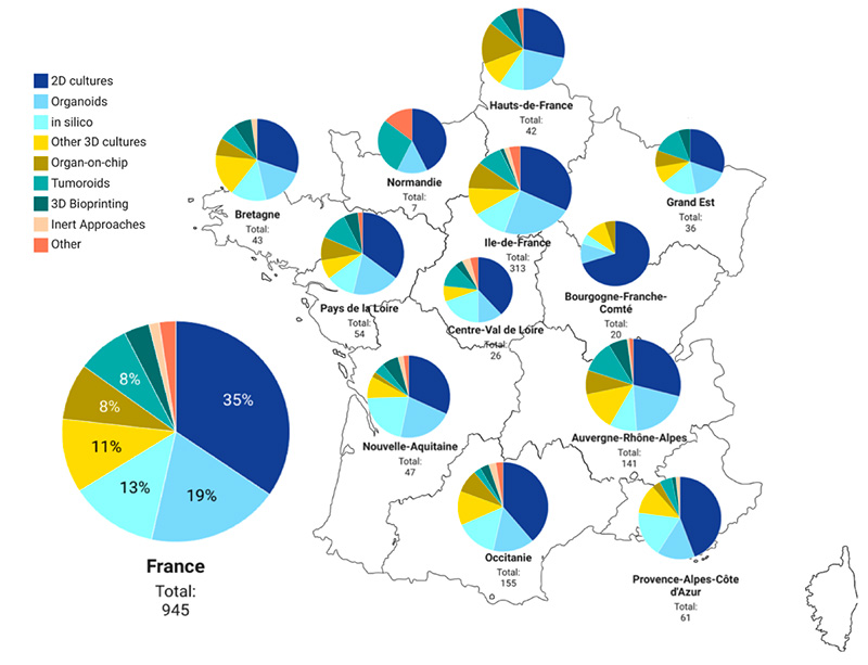 Figure 2: Distribution of responses by type of approach in metropolitan France and regions.